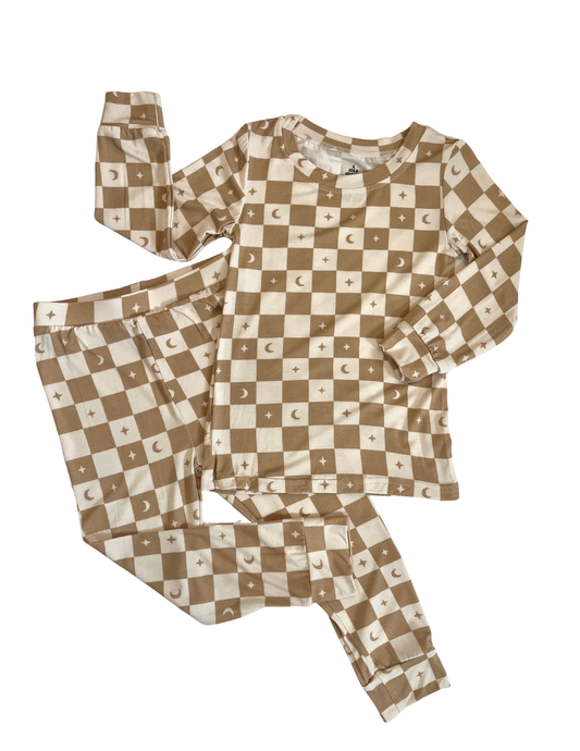 caramel checker long sleeve set
